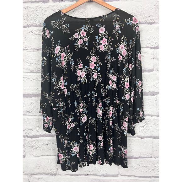 Torrid Womens 1X Boho Floral Feminine Peasant Empire Waist Flutter Sleeve Tunic - Picture 4 of 11
